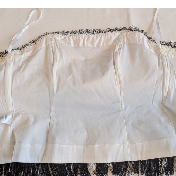 NWT White House Black Market Black White Knit Tassel Fringe Strapless Corset 10 - Picture 5 of 7